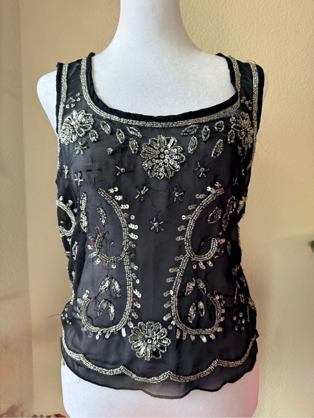 Body Central Black Beaded Embellished Camisole
